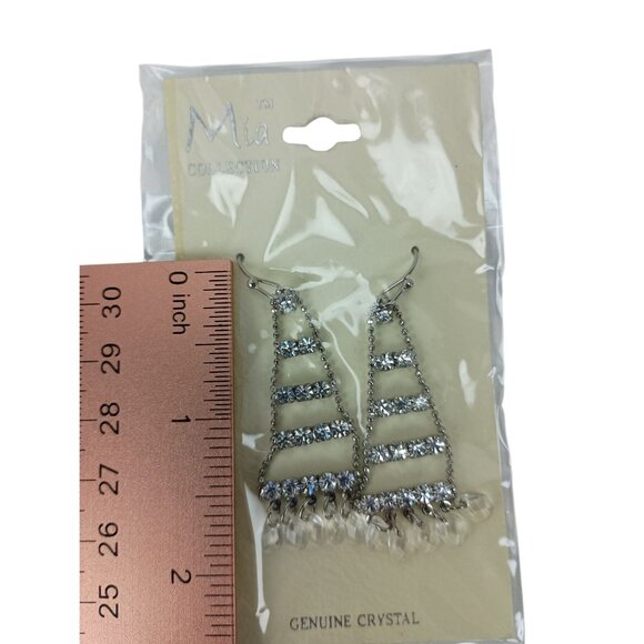 Mia Collection Costume Jewelry Genuine Crystal Dangle Earrings - Picture 6 of 7